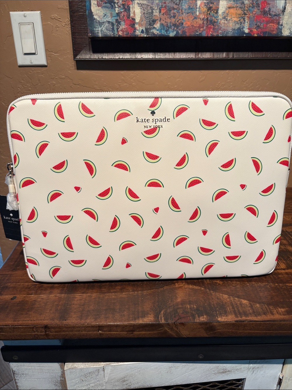 kate spade cream watermelon print laptop sleeve